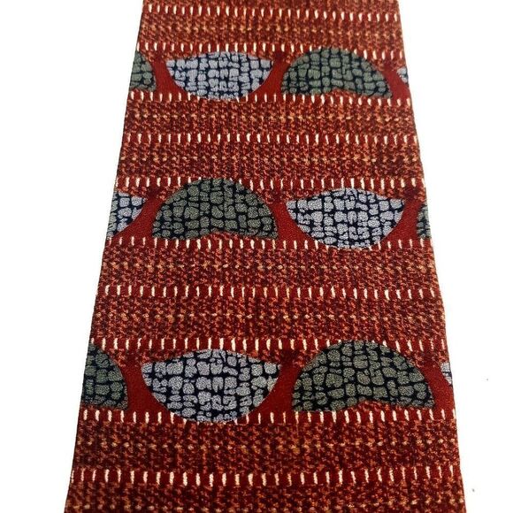Henry Grethel Silk Tie‎ Brown Print Abstract - Picture 2 of 6